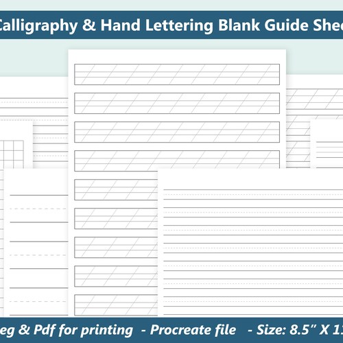Printable Calligraphy &amp; Hand Lettering Guidesheets Blank - Etsy