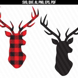 Deer svg, Plaid deer svg,Buffalo plaid SVG, Plaid svg, Deer head svg dxf eps,Plaid Christmas svg,Cricut silhouette- Instant digital download
