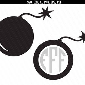 Bomb svg, Bomb monogram svg, Bomb vector clipart, Cricut silhouette - svg,dxf,eps,ai,pdf,png - Instant digital download