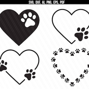 Dog paw with heart svg, Paw print svg, Dog svg, Heart svg, Pet svg, Dog love svg, Cricut silhouette cut files- svg, dxf, ai, eps, pdf, png
