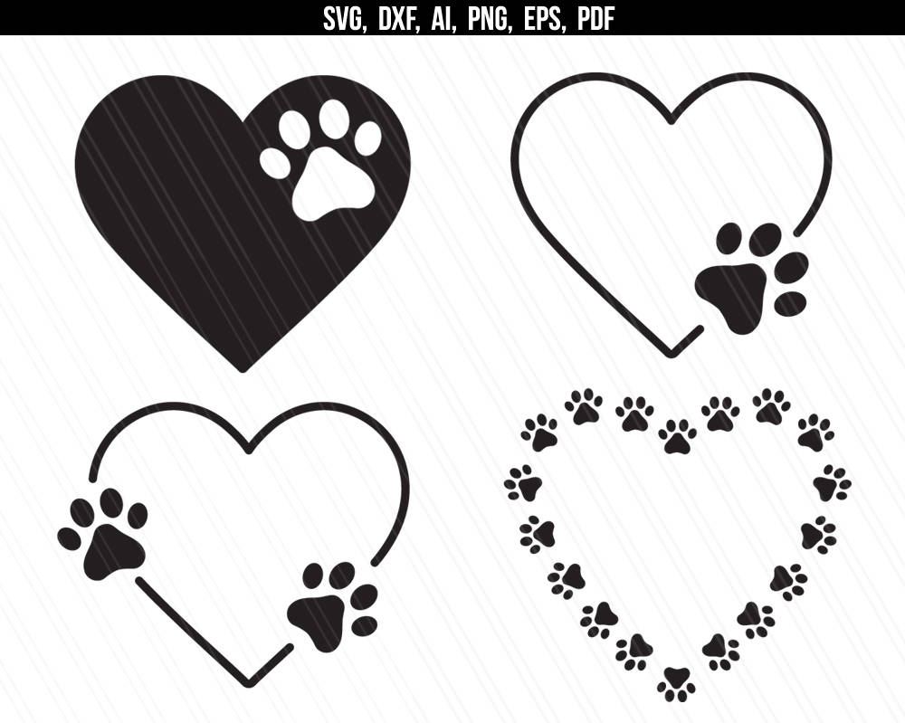 Download Dog paw with heart svg Paw print svg Dog svg Heart svg Pet ...
