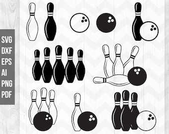 Bowling svg, Bowling, Bowling Clipart, Ball and Pins, Bowling cricut silhouette cut files - Svg,ai,pdf,eps,dxf - Instant digital download