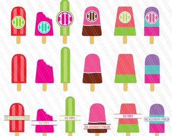 Ice cream svg, Popsicle clipart, Ice pops, Ice lollies Monogram frames,split monogram, Ice cream clipart, Digital Download-svg,dxf,png