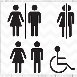 Restroom Sign SVG, Bathroom SVG, Toilet Door sticker, Restroom Icon Men women, Cricut silhouette - dxf,ai,eps,png,pdf,svg- Digital download