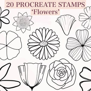 Flowers stamps, Procreate brushes,Procreate flower stamps ,Procreate stamps,Floral stamps,ipad stamps,Stencil Tattoo,Commercial use
