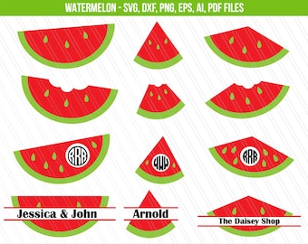 Watermelon SVG, Watermelon monogram svg, Fruit watermelon SVG, cricut, Watermelon split monogram, Cricut Silhouette cameo cut files, PNG,Dxf