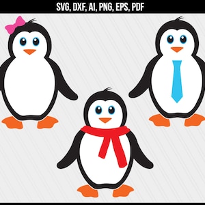 Penguin SVG, Penguin monogram svg, Cute Baby Penguin svg dxf, Baby girl boy clipart, cricut silhouette - svg,dxf,ai,png,eps,pdf - Digital