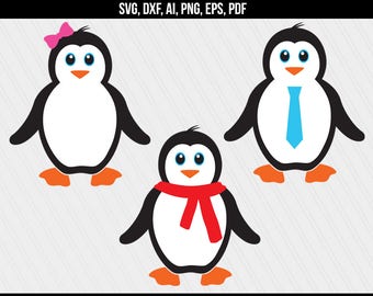 Penguin SVG, Penguin monogram svg, Cute Baby Penguin svg dxf, Baby girl boy clipart, cricut silhouette - svg,dxf,ai,png,eps,pdf - Digital