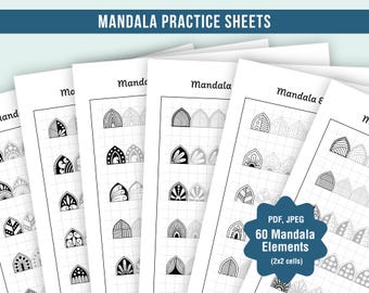 Mandala Practice sheets, Petal Mandala Pattern Templates, Art Therapy, Calligraphy, Mandala training sheets - Digital Download |JPEG, PDF