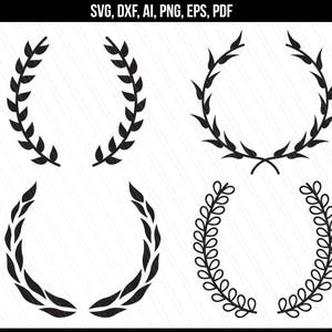 Laurel svg, leaf wreath svg, Laurel wreath svg, Laurel leaf svg, Laurel monogram Svg, Cricut silhouette cut file-Svg, Dxf, Ai, Pdf, Eps, Png