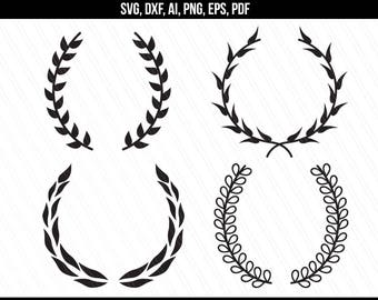 Laurel svg, leaf wreath svg, Laurel wreath svg, Laurel leaf svg, Laurel monogram Svg, Cricut silhouette cut file-Svg, Dxf, Ai, Pdf, Eps, Png