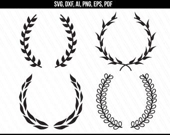 Laurier svg, bladkrans svg, Laurierkrans svg, Laurierblad svg, Laurier monogram Svg, Cricut silhouet gesneden bestand-Svg, Dxf, Ai, Pdf, Eps, Png