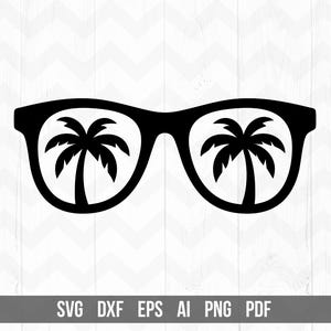 Palm Tree Sunglasses svg | Summer Svg | Sunglasses vector | Beach, Ocean, Tropical svg | Sunglasses cricut silhouette cut files