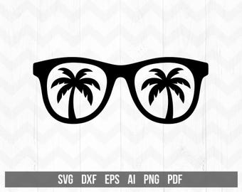 Palm Tree Sunglasses svg | Summer Svg | Sunglasses vector | Beach, Ocean, Tropical svg | Sunglasses cricut silhouette cut files