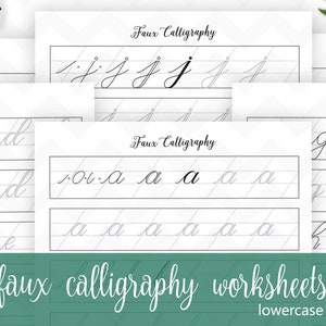 Hand lettering practice sheets,Faux calligraphy worksheets,Lowercase letters worksheets,Printable handlettering worksheets-Digital download