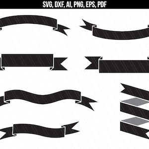 Banners Svg, Ribbon svg, Banner clipart, Etiqueta, Cricut, Silhueta, Arquivos de corte, decalque de vinil, Banner de festa - svg, dxf, ai, png, pdf, eps