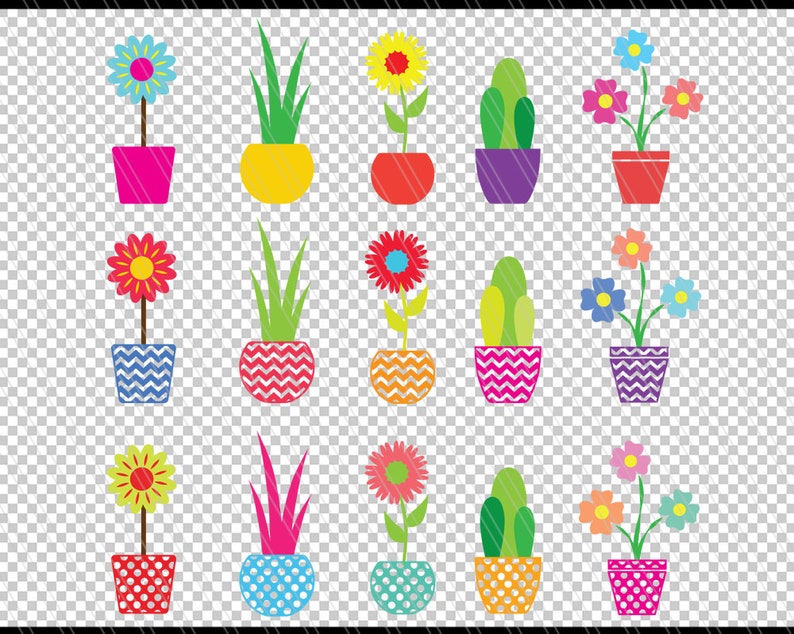 Download Flower pot SVG cutting files DXF Flowers clipart Plants | Etsy