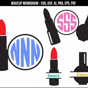 Lipstick monogram svg,Makeup svg, Makeup monogram cutting files, Makeup stylist monogram,Beauty svg,cosmetologist svg-dxf,ai,png,pdf,eps,svg
