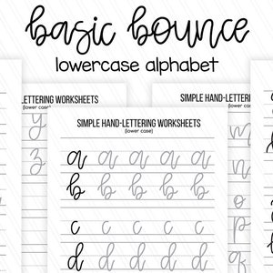 Simple Beginner hand lettering practice sheets, Lowercase letters worksheets, Printable handlettering worksheets- Digital download