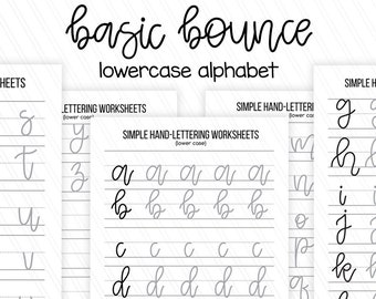 Simple Beginner hand lettering practice sheets, Lowercase letters worksheets, Printable handlettering worksheets- Digital download