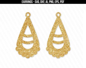 Tear drop earrings, Earring svg, Jewelry svg dxf cut files,leather jewelry making,Cricut silhouette, Earrings vector- svg,dxf,ai,eps,png,pdf