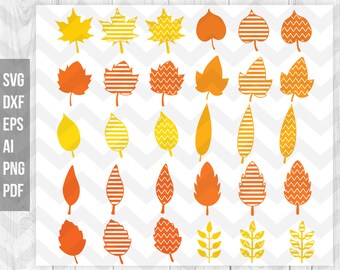 Autumn Fall leaves SVG, Fall leaves clipart ,patterned leaves,cricut,Leaves cut files,digital download,Leaves vector- EPS,Dxf,SVG,Ai,Pdf,png