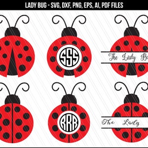 Coccinella SVG, Coccinella Monogramma SVG, Coccinella Scarabeo svg, File di taglio Coccinella SVG - Svg, Dxf, Ai, Pdf, Png, Eps - Download digitale istantaneo
