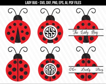 Ladybug SVG, Lady Bug Monogram SVG, Ladybug beetle svg, Ladybug SVG cut files - Svg, Dxf, Ai, Pdf, Png,Eps - Instant digital download