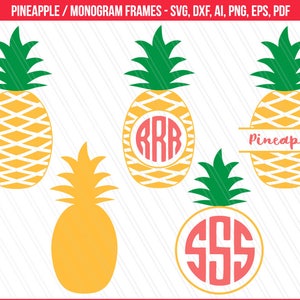 Pineapple svg, Pineapple Monogram SVG, Pineapple cut files, Pineapple Clipart, Cricut, Silhouette - svg, dxf, eps,ai, pdf, png