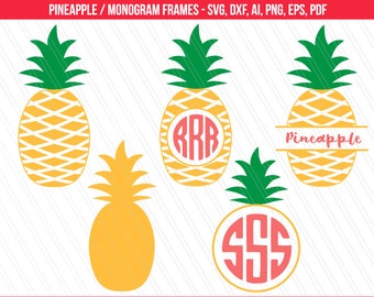 Pineapple svg, Pineapple Monogram SVG, Pineapple cut files, Pineapple Clipart, Cricut, Silhouette - svg, dxf, eps,ai, pdf, png