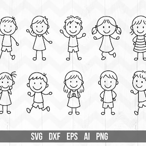 Stick figures svg | Stick kids bundle svg | Doodle Children | stick figures clipart | stick kids summer clipart | stick figure girl boy png