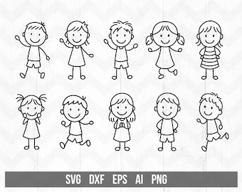 Stick figures svg | Stick kids bundle svg | Doodle Children | stick figures clipart | stick kids summer clipart | stick figure girl boy png