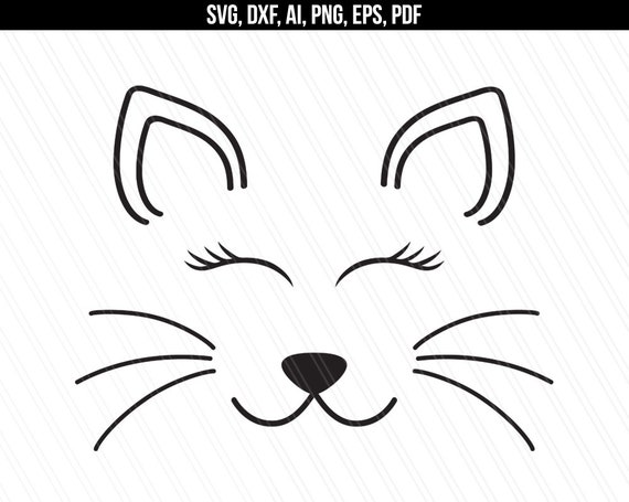 Cat face SVG Kitty Svg Cat face with whiskers Meow svg | Etsy
