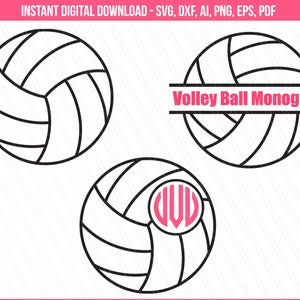 Volleyball svg, VolleyBall Monogram svg, Sports svg, monogram frame svg, cricut, silhouette, vector, clipart - svg, dxf, eps, ai, pdf, png