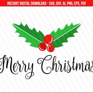 Merry Christmas svg, Christmas svg dxf cut file, Holiday svg, Digital cutting files, svg, dxf, eps, ai, pdf, png - Instant digital download