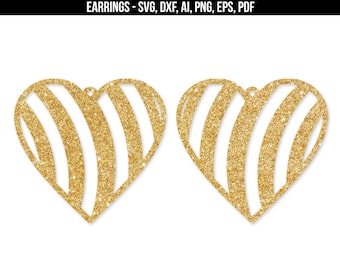 Heart Earrings svg, Earring svg, jewellery svg, leather jewelry, Earring svg for Cricut, silhouette, Modern earrings-svg,dxf,ai,eps,png,pdf