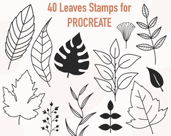 Procreate leaves stamps, Botanical procreate stamps, Leaves Stencil Tattoo ,Ipad procreate stamps for Commercial use