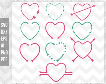 Arrow heart svg | Heart svg |svg cutting files | Heart clipart | valentine's heart | Heart monogram svg| Cricut | eps,dxf,ai,svg,pdf,png