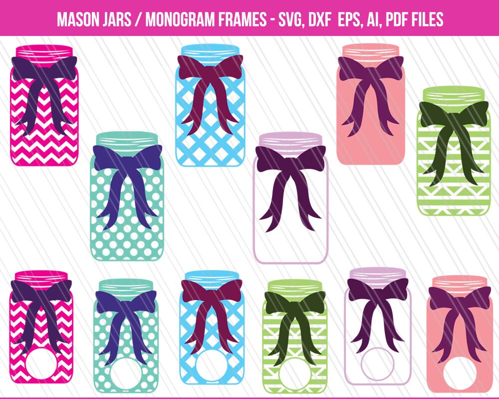 Download Mason Jar SVG Mason Jar clipart Mason jar monogram svg | Etsy