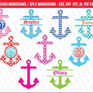 Anchor svg, Anchor monogram svg, Anchor split monogram, Anchor clipart, svg dxf cut files, cricut, silhouette, vinyl -dxf,eps,ai,svg,pdf