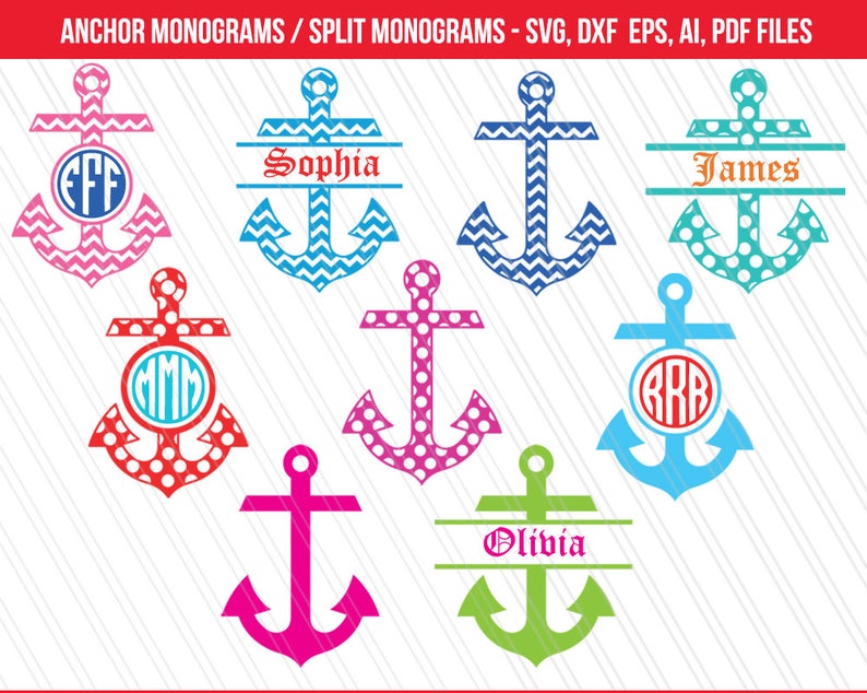 Anchor svg, Anchor monogram svg, Anchor split monogram, Anchor clipart, svg dxf cut files, cricut, silhouette, vinyl -dxf,eps,ai,svg,pdf