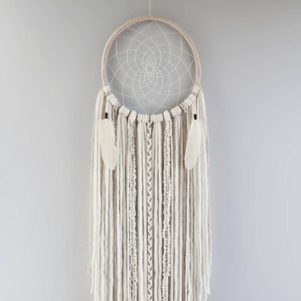 Ethereal Boho Large Dream Catcher, Nursery and Wedding Boho Wall Hanging