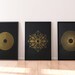 Geometric Screen Print Set of 3, Gold Hypnotic Circle Poster, Modern Home Decor Ideas, Bestseller Gift For Him