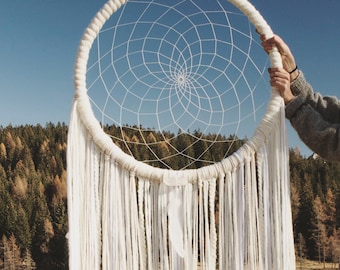 White Boho Giant Dream Catcher - Huge Dream Catcher Wall Hanging Decor - Bohemian Home - Wedding Backdrop Boho