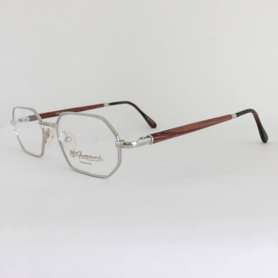 Silver Eyeglasses Frames Luxury Eyewear Vintage Pol Gaspard C660902 Glasses Brown Wood Temples Cartier Style