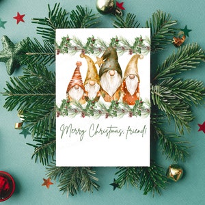 Fichier de téléchargement numérique de carte de voeux de nain de Noël pour une impression immédiate sur votre propre papier cartonné