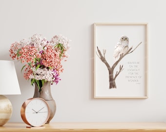 Owl Art Print: Inspirational Quote (Digital Download)