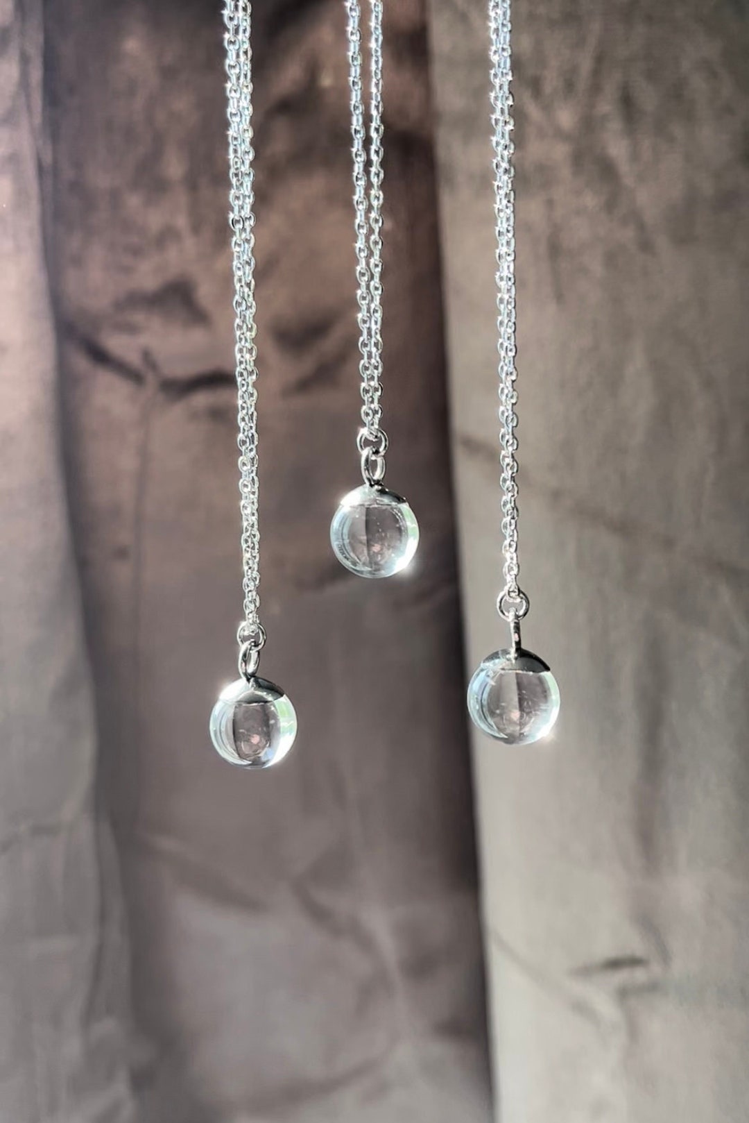 Clear Quartz Crystal Ball Necklaces. Pool of Light Necklace, Crystal