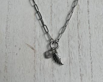 Angel Charm Necklace. Angel By My Side Necklace, In Memory Necklace, Charm Necklace, Angel Wing Necklace, Layering Necklace, Angel Jewelry.
