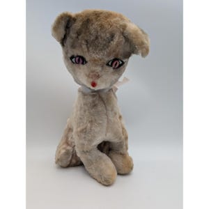 Vintage Siamese Cat Kitten Plush Carnival Style 14 Inch Pink Eyes Stuffed Animal